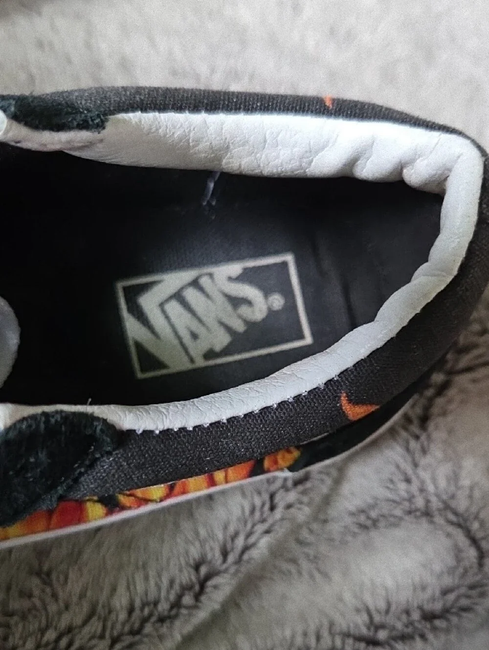 Vans Kids 13c Old Skool Black Sneakers with Orange Flame Print
